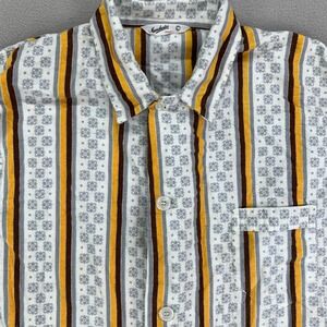 Vintage 50s Pajama Shirt Mens L‎ Button Front Patterned MCM Soft Sanforized